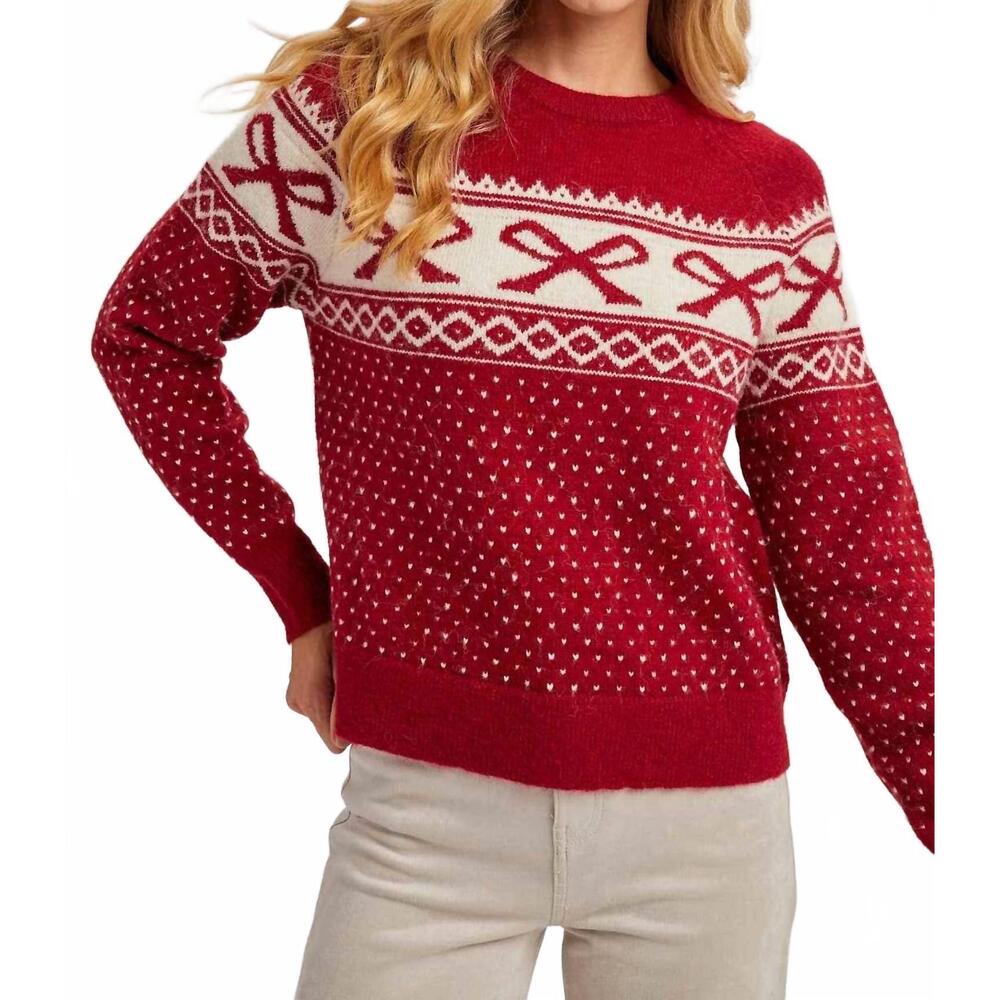 NEW BLUIVY holiday crewneck sweater in ruby